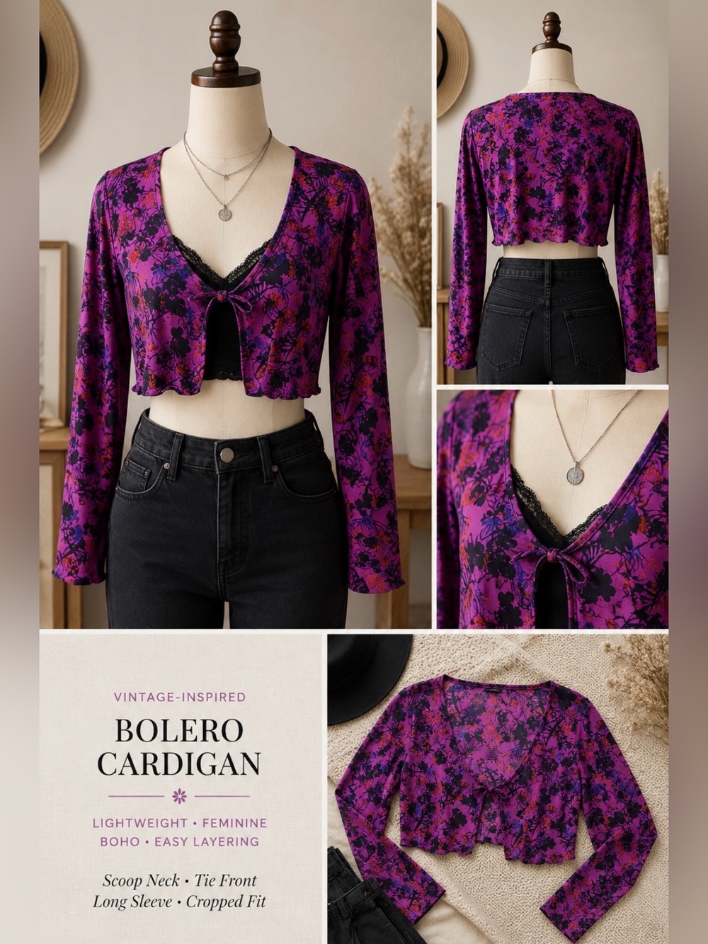 Savage X Fenty Purple Floral Crop Top
